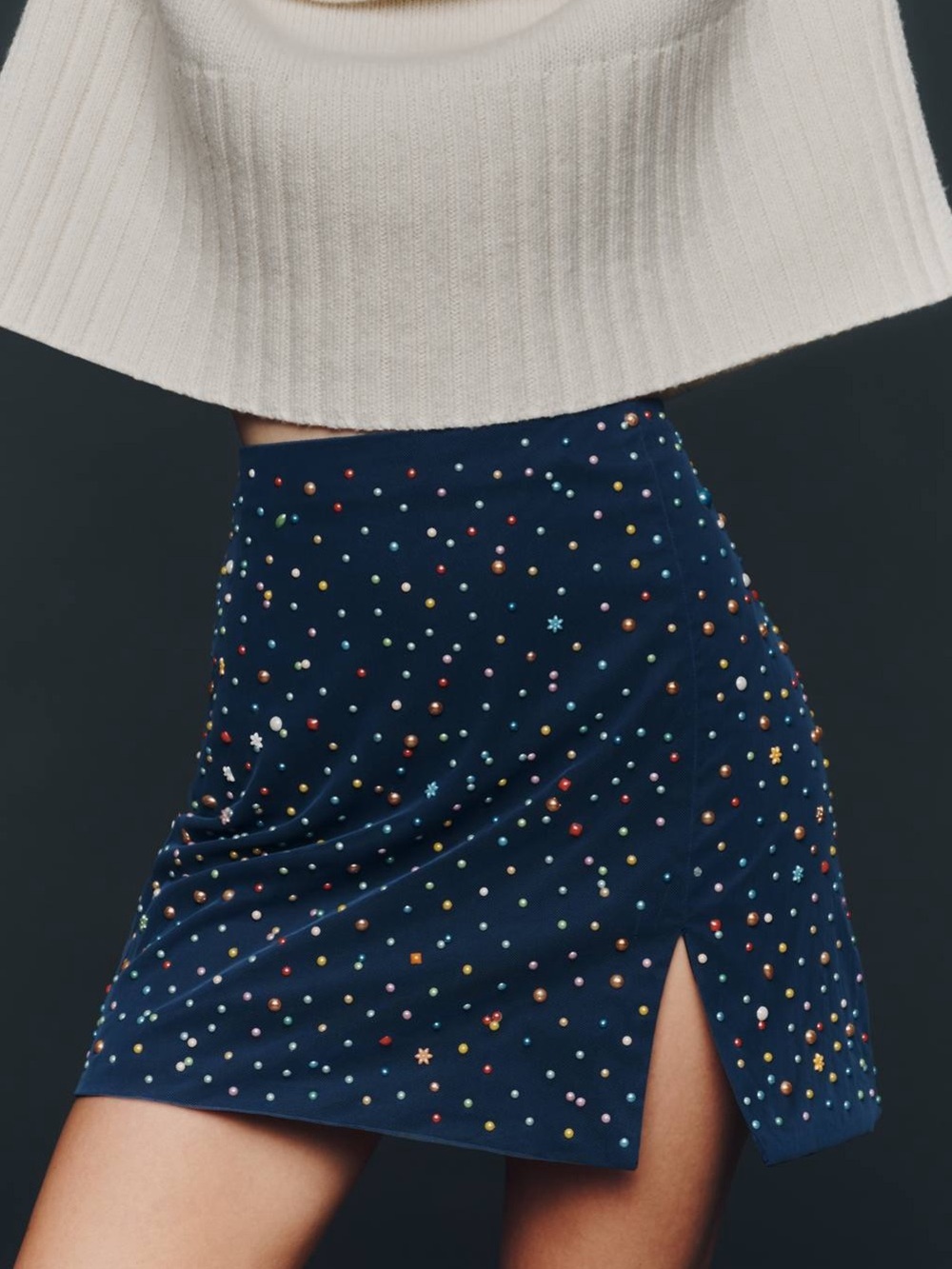 Anthropologie Maeve Women's Candy Embellished Side-Slit Mini Skirt Size XXS NWT